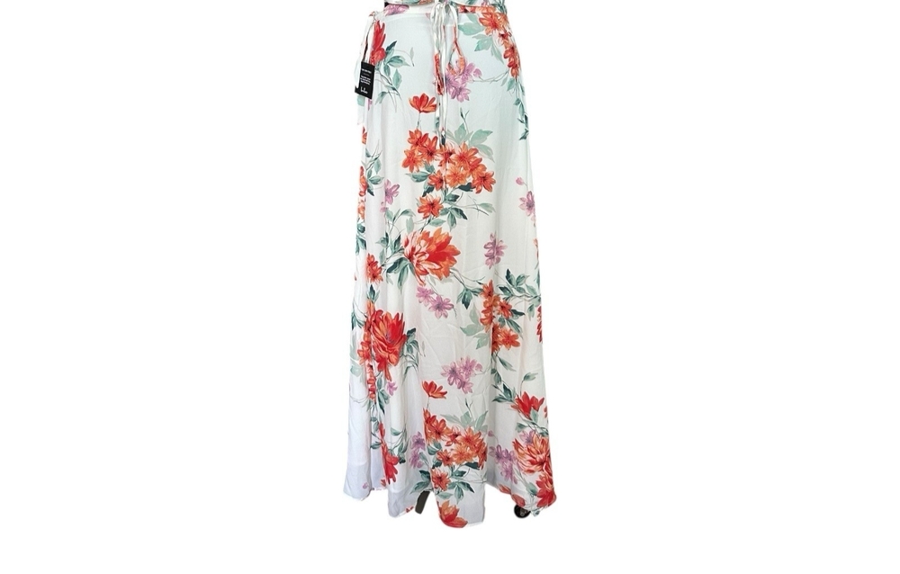 Lulus White Red Pink Floral Maxi Wrap Skirt Size S-M NWT - Picture 6 of 8